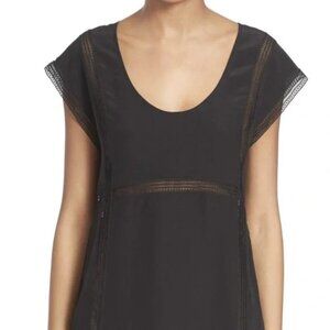 Theory Women's Ralballa Mosaic Silk Lace Inset Top